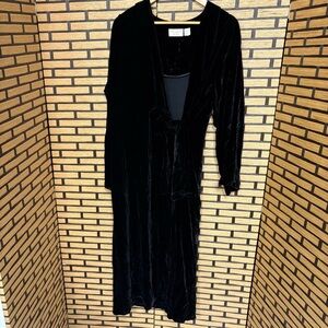 Victorias Secret Gold Label Black Crushed Velvet‎ Long Robe Size Small